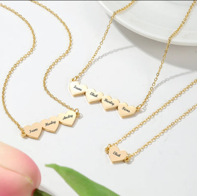 1-5 name dainty heart necklace