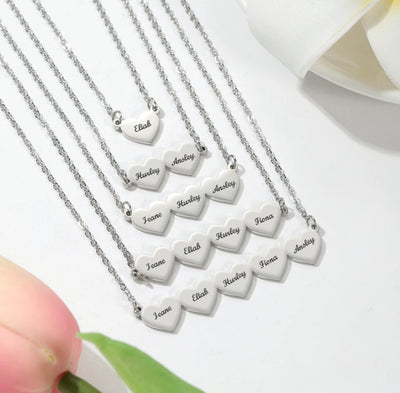 1-5 name dainty heart necklace