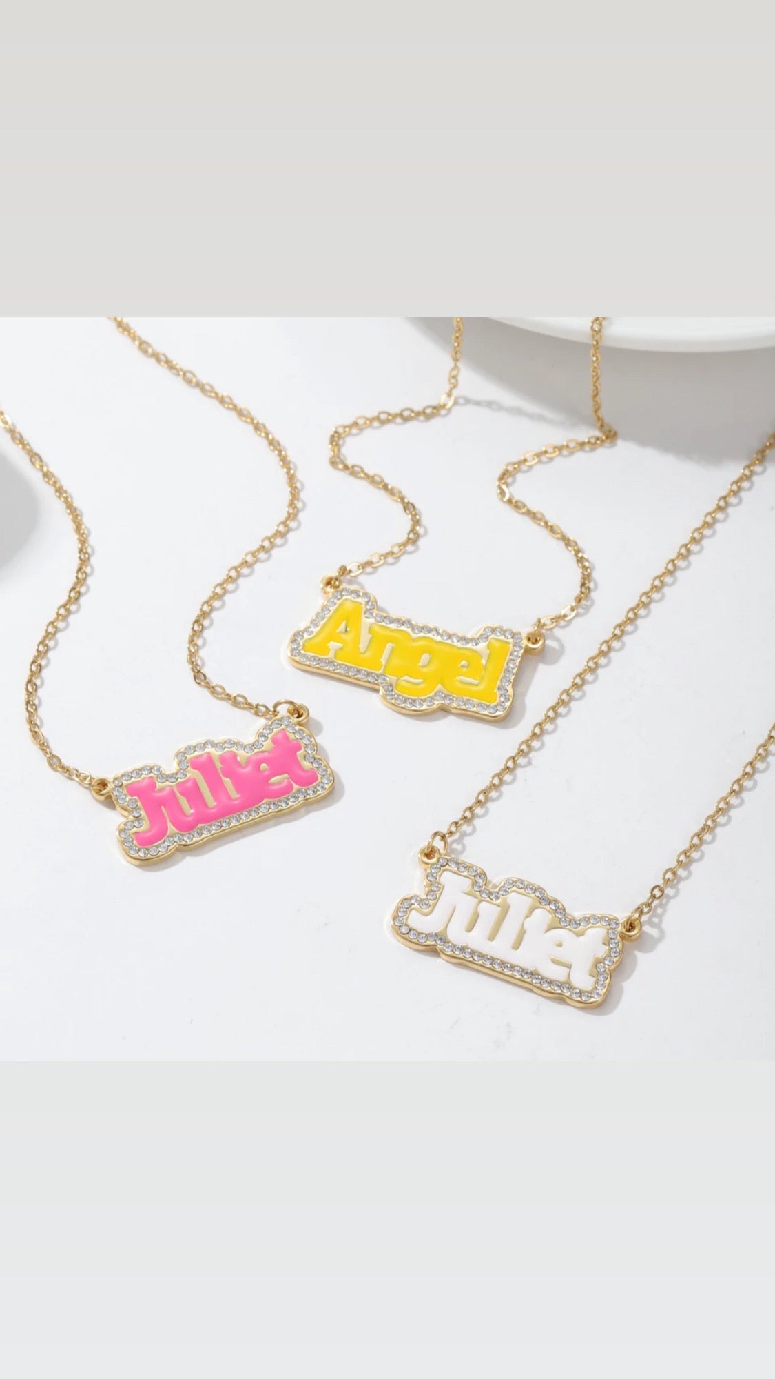 Enamel custom name necklace