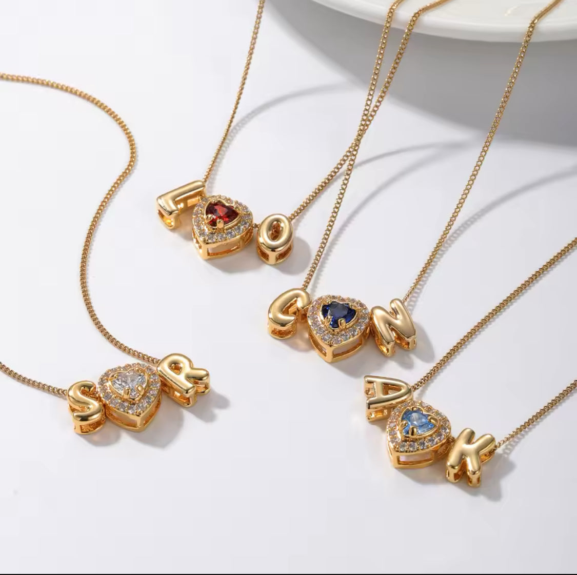 Birthstone initial necklaces