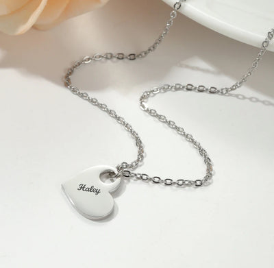 Dainty 1-2 name heart necklaces