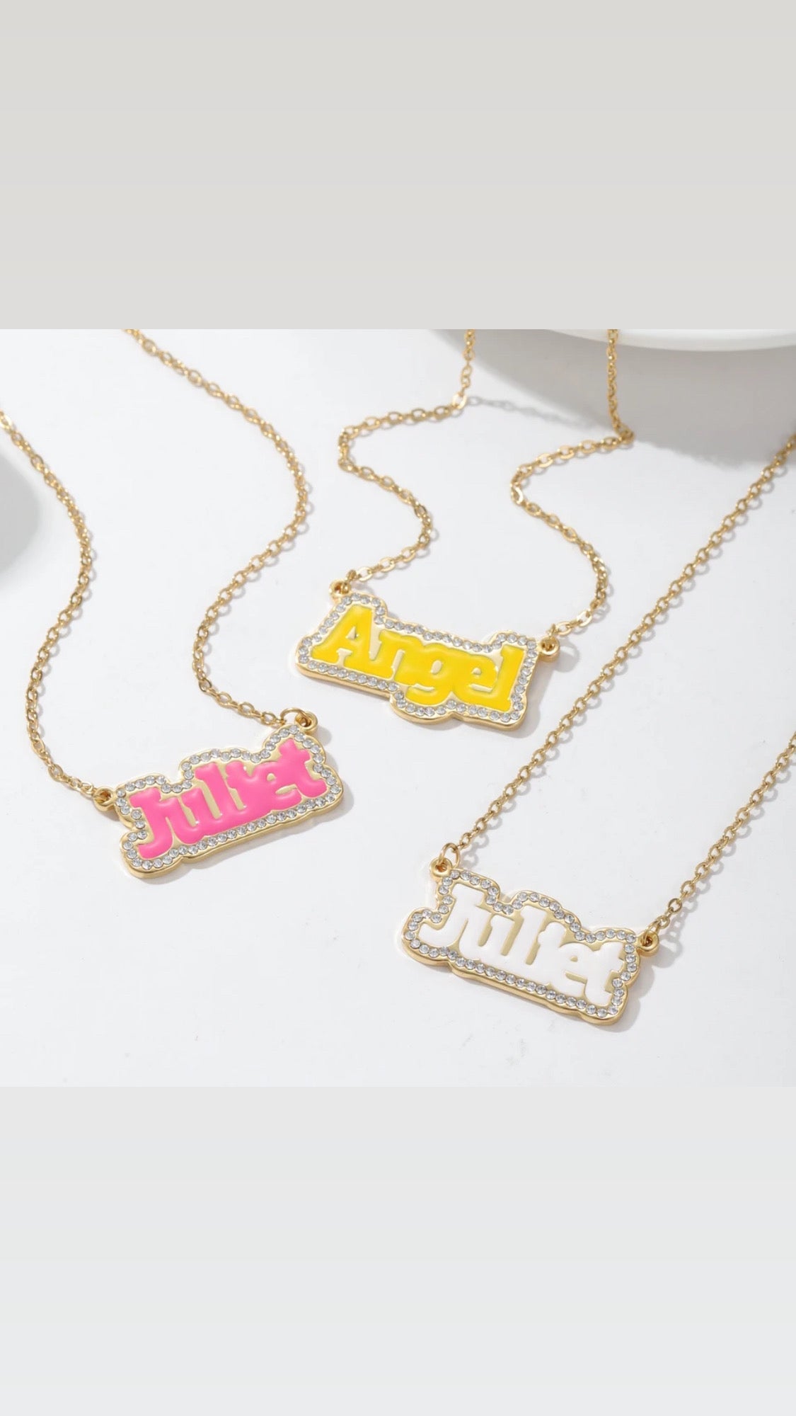 Enamel custom name necklace