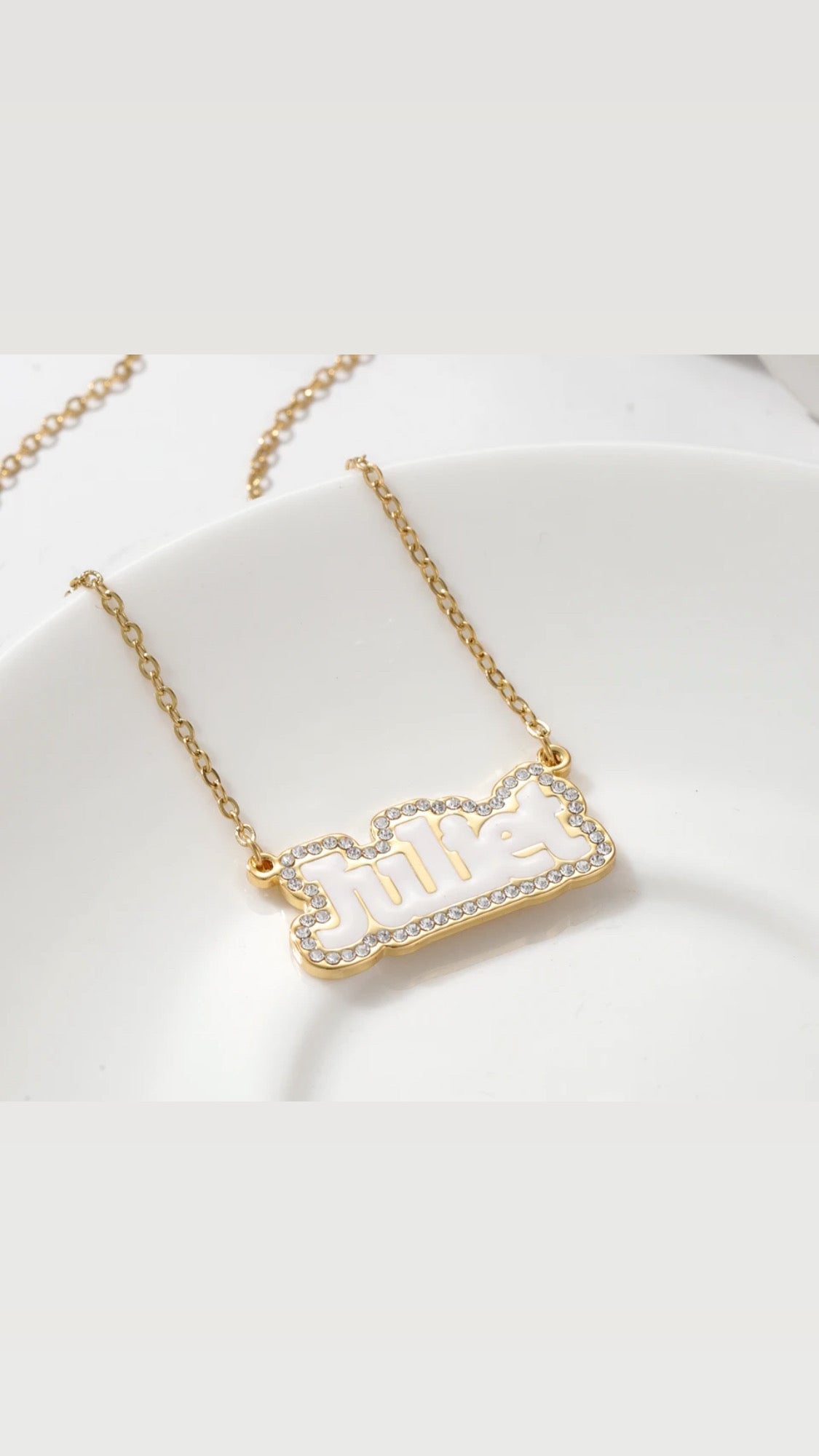 Enamel custom name necklace