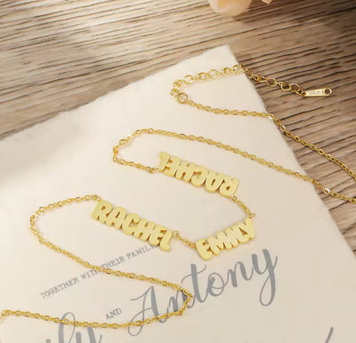 3 name retro name necklace