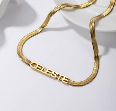 Celeste Herringbone name necklace