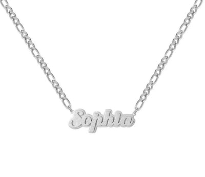 Frosted double plated name necklace