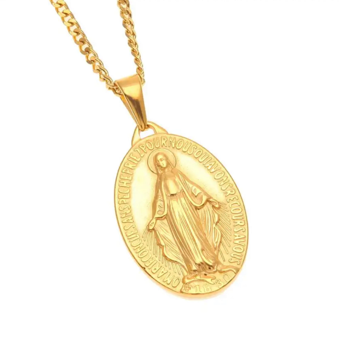 Virgin Mary Necklace waterproof tarnish free