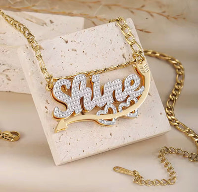 Shine double plated name necklace