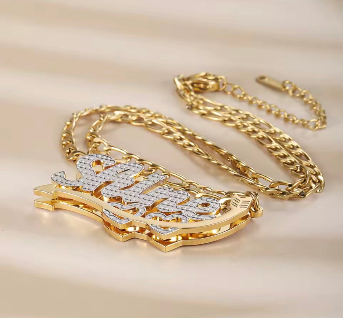 Shine double plated name necklace