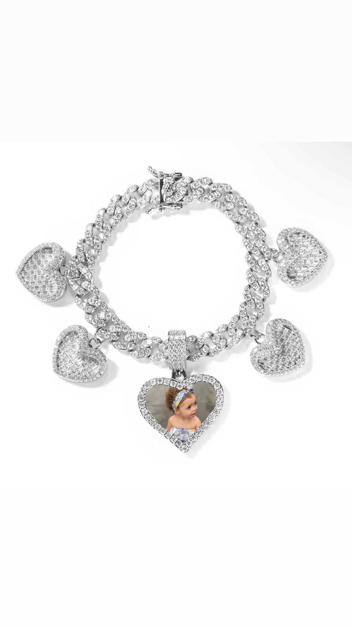 photo icy heart Cuban bracelet