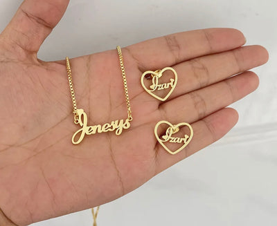 Kids Necklace and heart stud earrings set