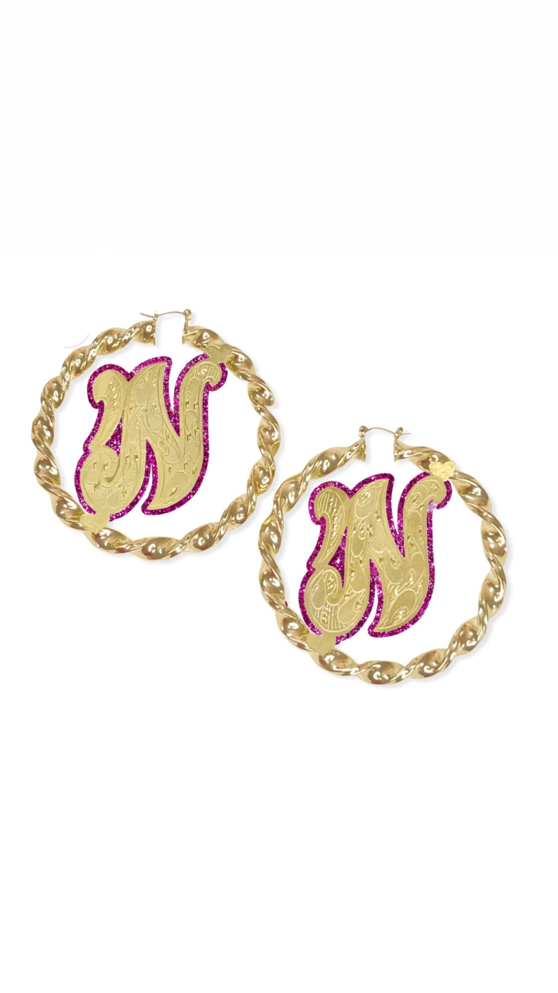 Initial gold or Silver plated twist earrings