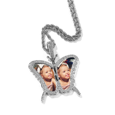 Double photo butterfly pendent