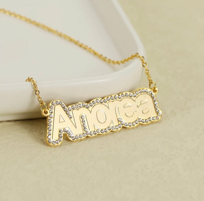 Kids Custom diamond crystal name necklace