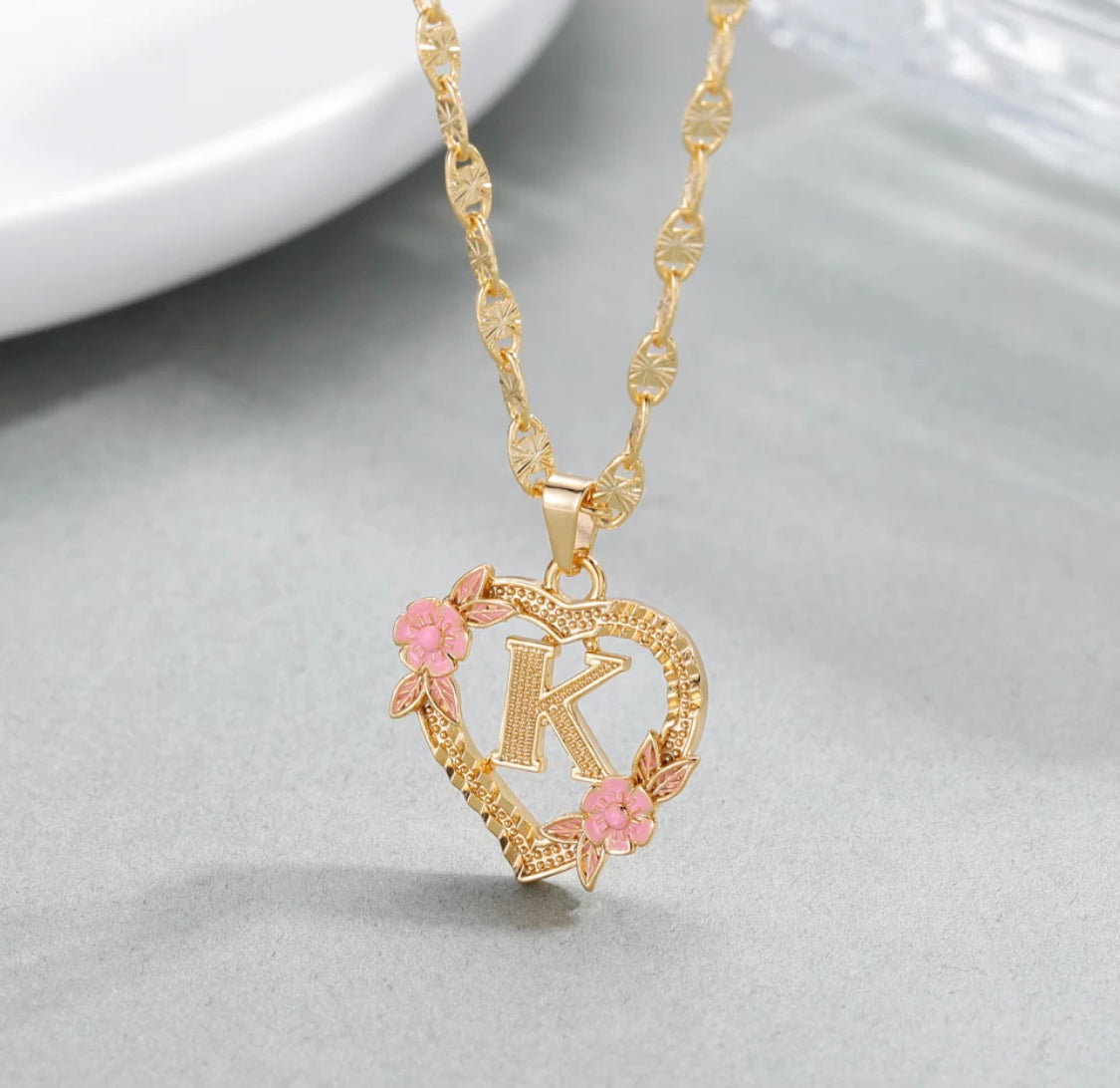 Kids flower initial necklace