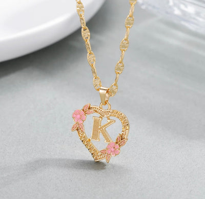 Kids flower initial necklace