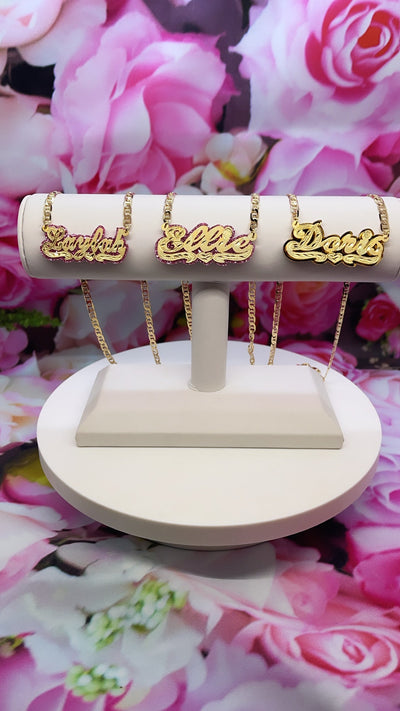 Kids Glitzy gold plated name necklaces