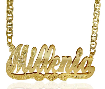 Kids All gold or Silver plated double plated name necklace