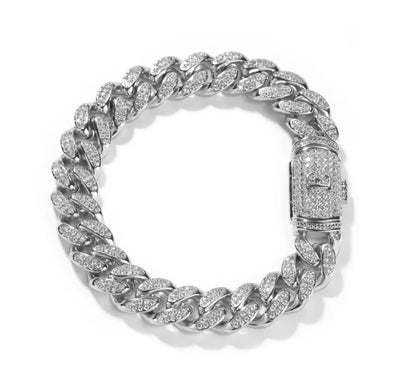 The Icy initial Bail Cuban bracelet