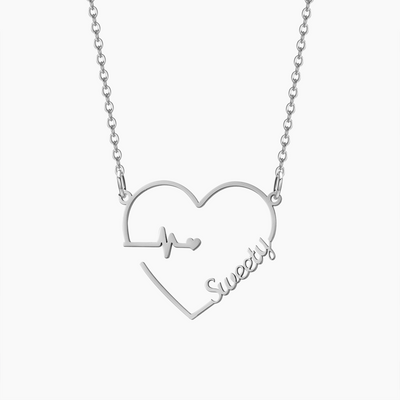 The heartbeat name necklace