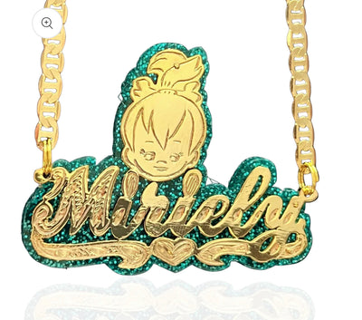 Kids Gold plated character necklace head