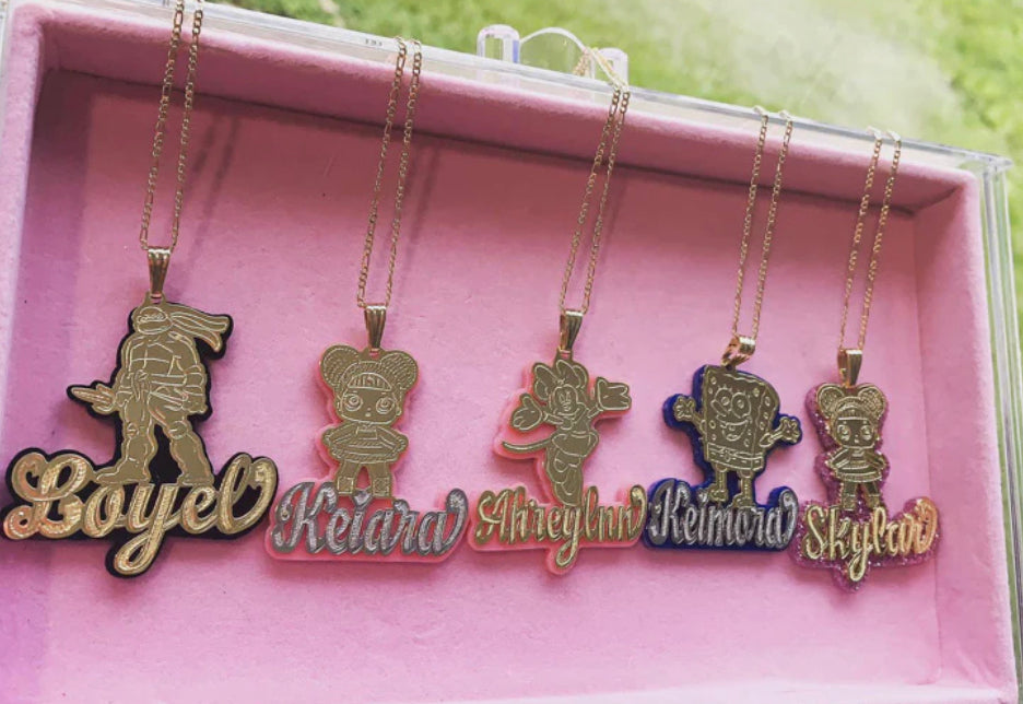 Kids gold plated character necklaces