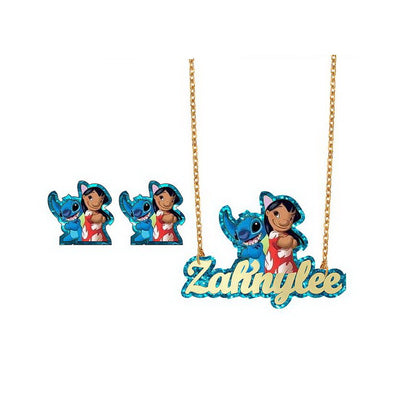 Kids 2 piece character necklace and studs set