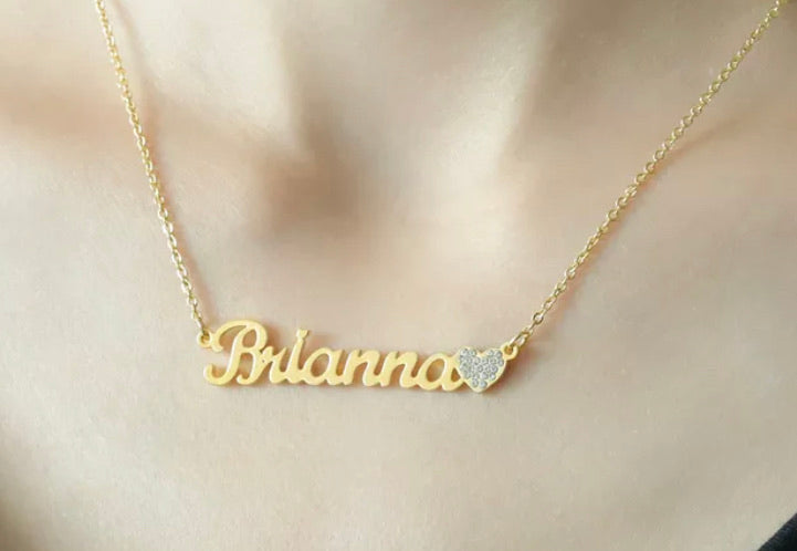 Kids Icy Heart name combo necklace