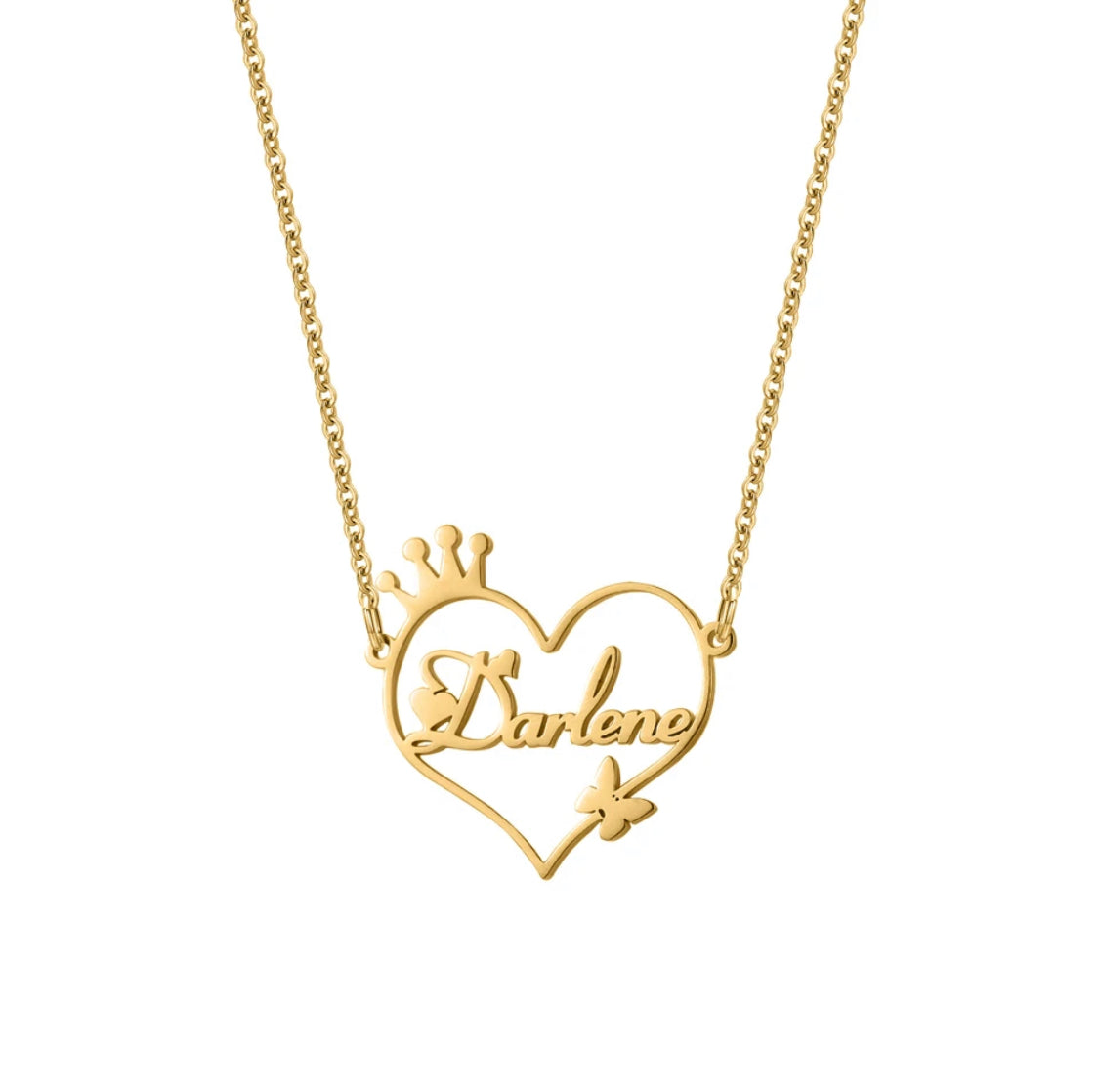 Kids Personalized heart crown necklace