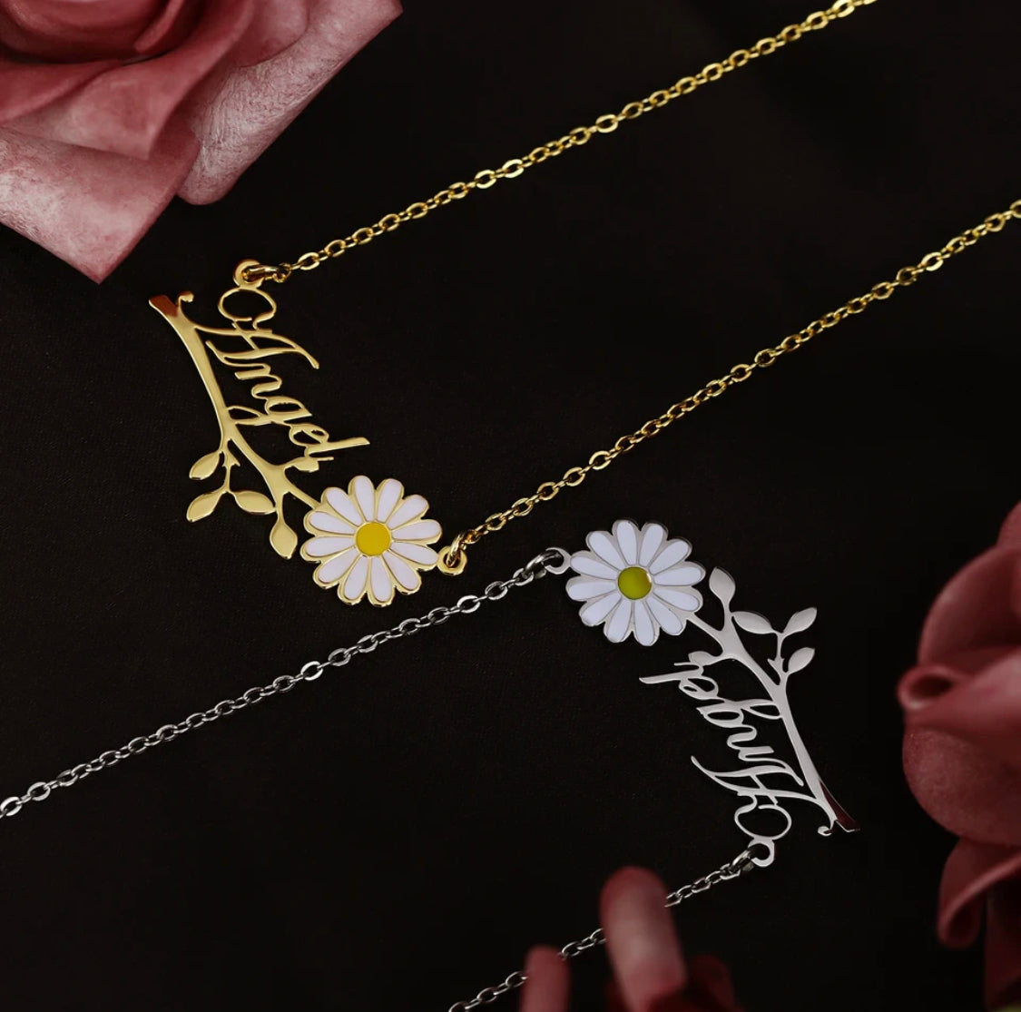 Kids Personalized flower name necklace