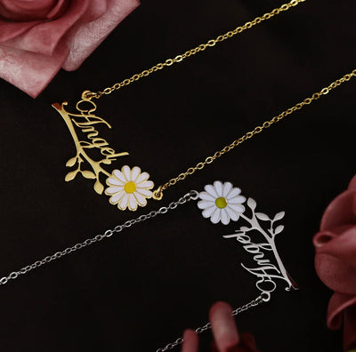 Kids Personalized flower name necklace