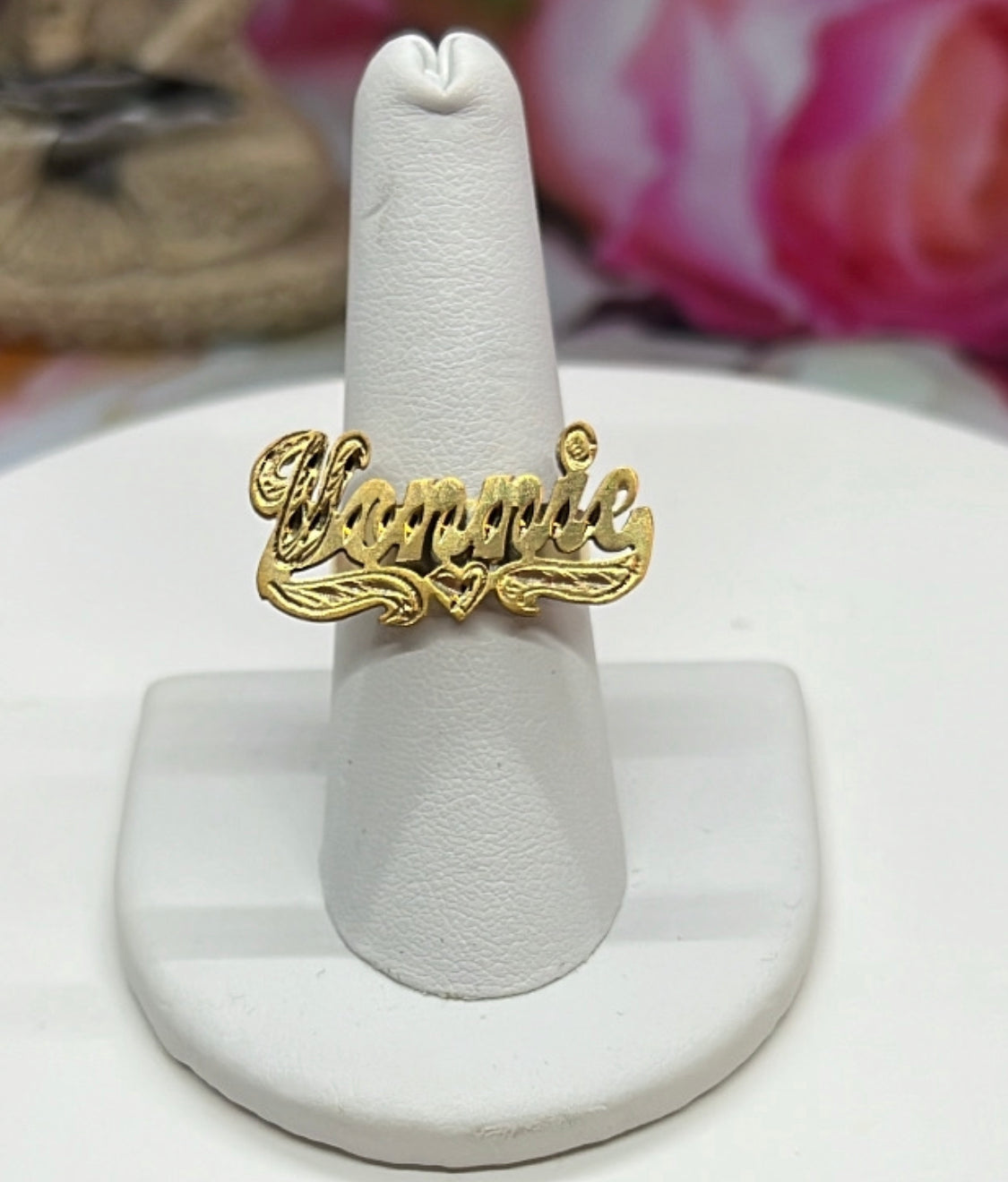 Gold plated name ring – Mrs215creations