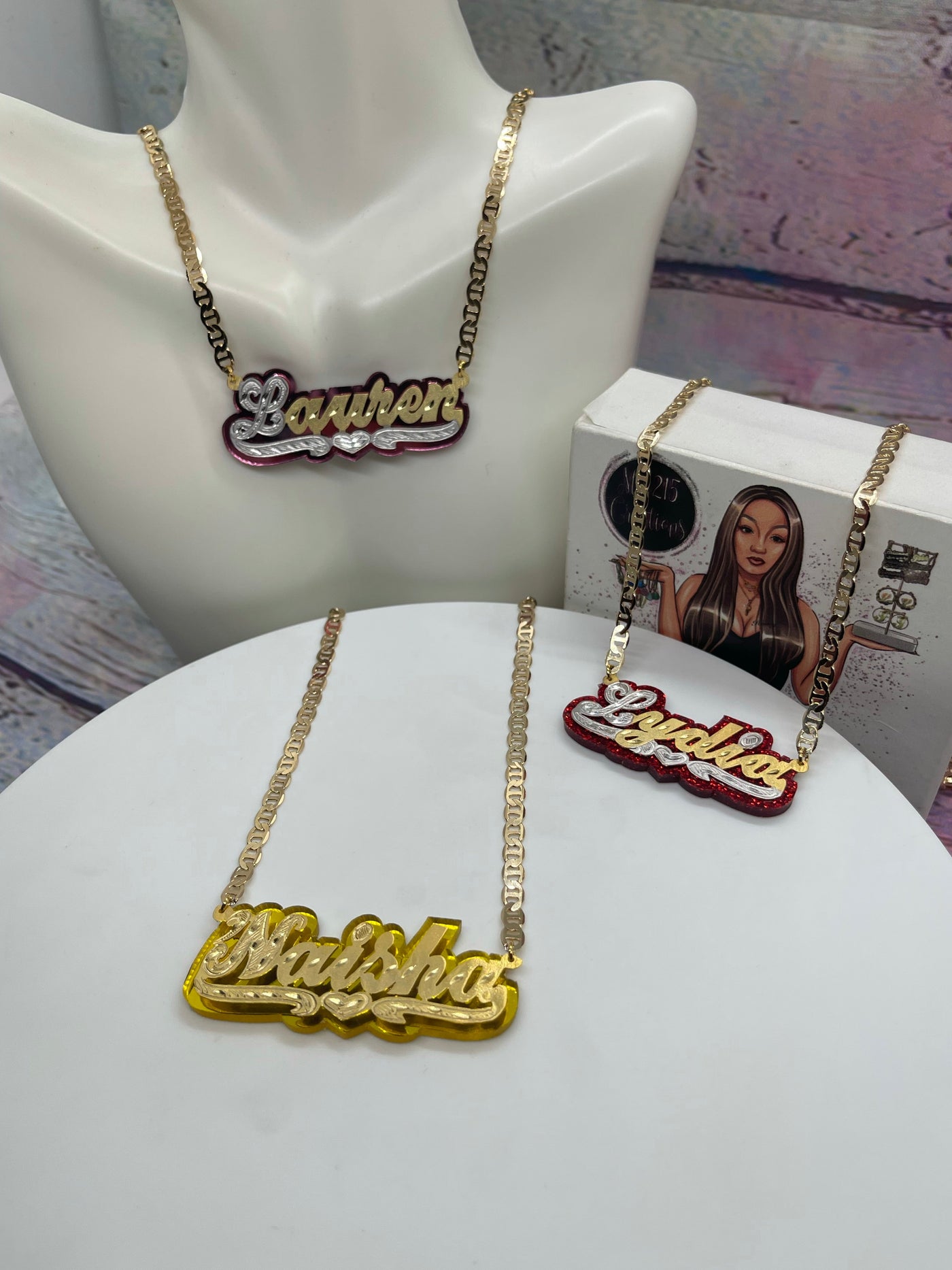 Kids Glitzy gold plated name necklaces