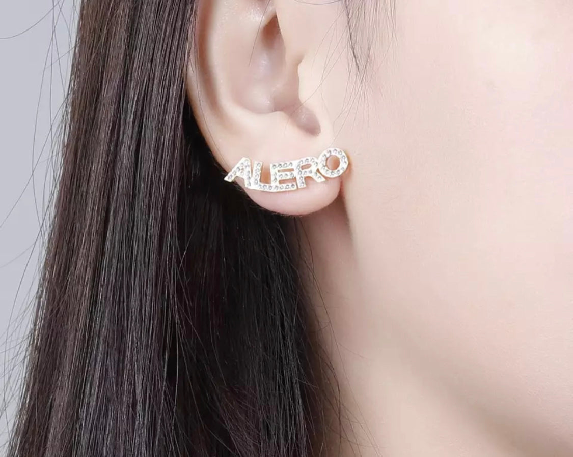 Kids Name Stud Earrings Iced Out