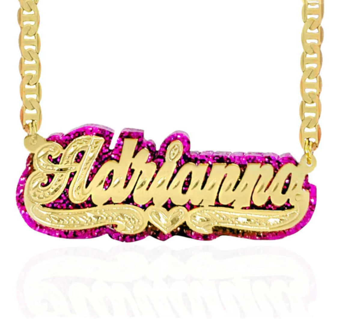 Kids Glitzy gold plated name necklaces