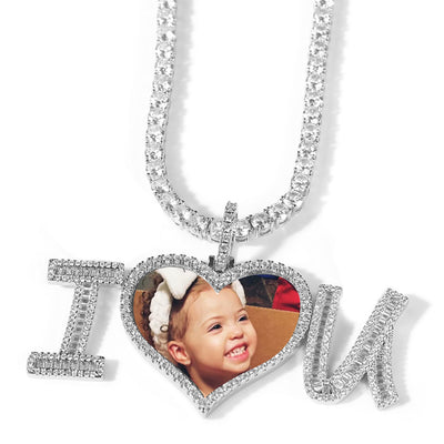 I love you photo pendant