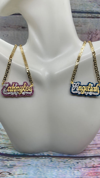 Kids Glitzy gold plated name necklaces