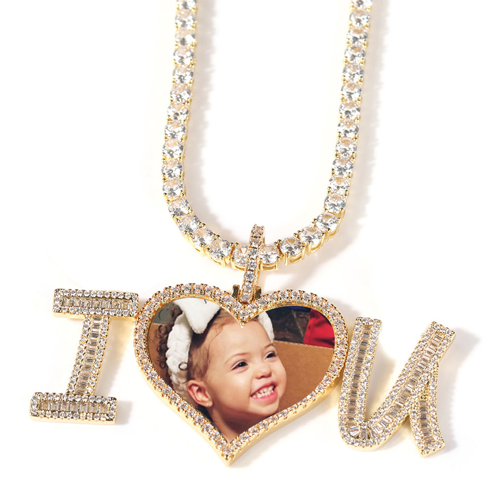 I love you photo pendant