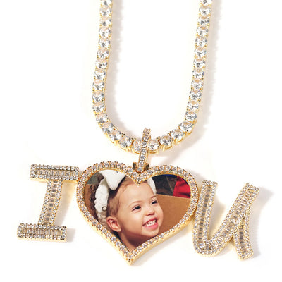 I love you photo pendant