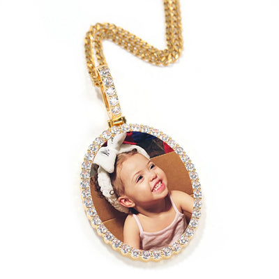 Oval diamond photo pendent