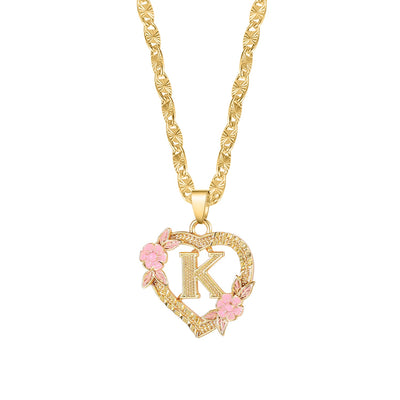 Kids flower initial necklace