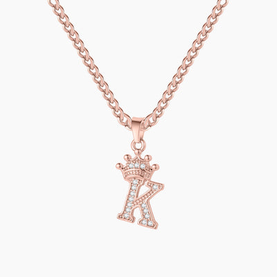 Kids Crown Cuban initial necklace