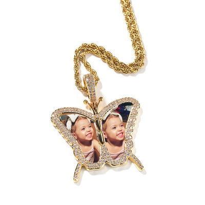 Double photo butterfly pendent