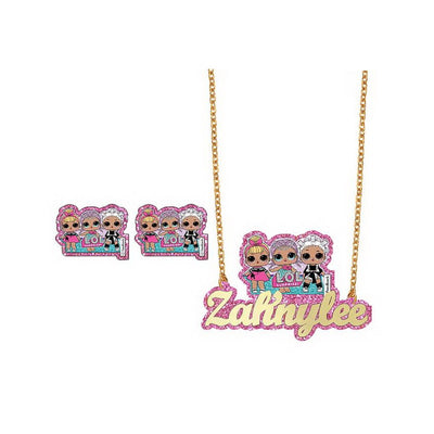 Kids 2 piece character necklace and studs set