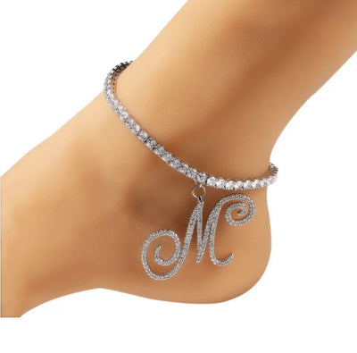 Tennis initial anklets