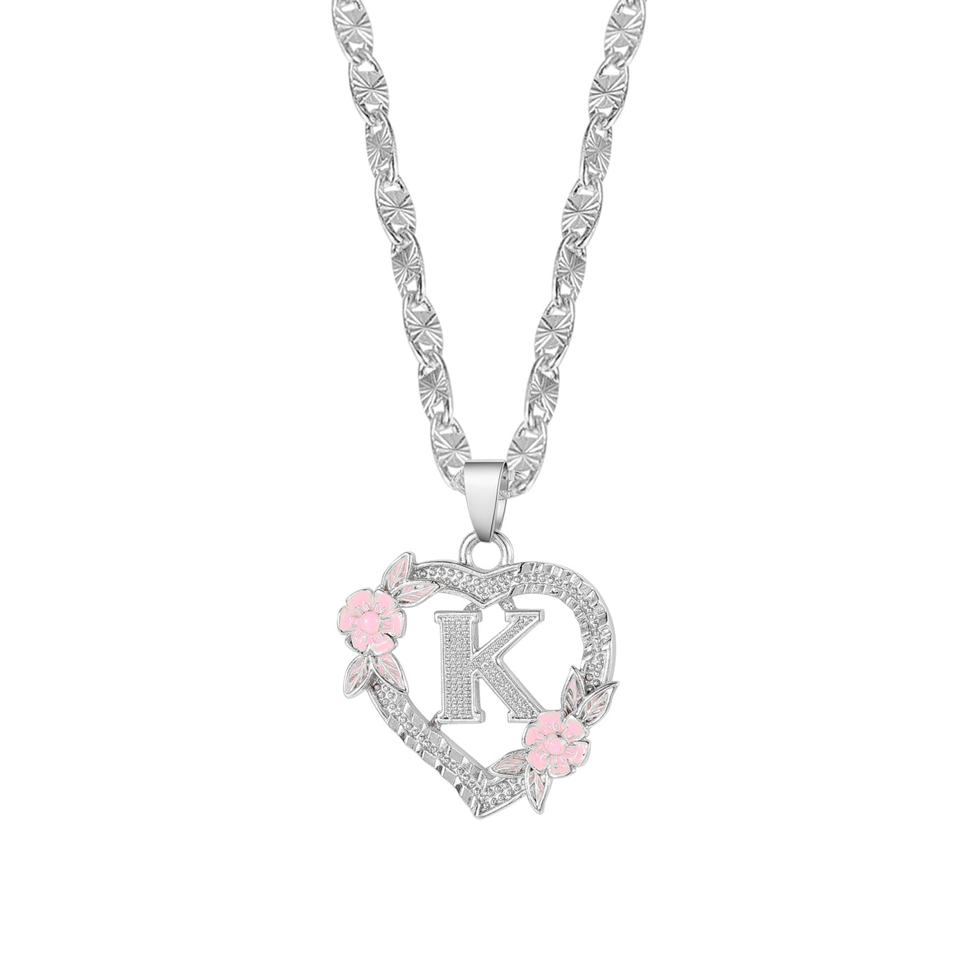 Kids flower initial necklace