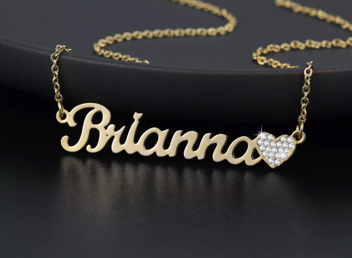 Kids Icy Heart name combo necklace