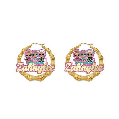 Customized kids bamboo earrings