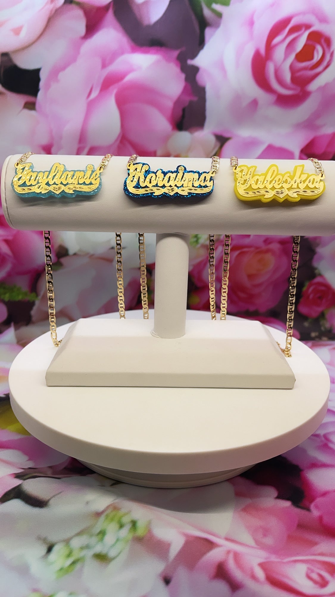 Kids Glitzy gold plated name necklaces