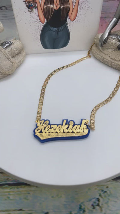Boys gold plated nameplate necklace